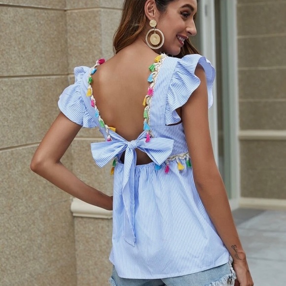 Beautiful Bow Back Fringe Shirt - Picture 2 of 2